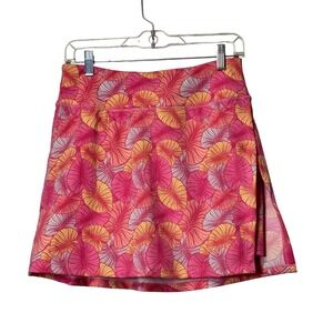 Women's Pink Floral Leaf Print Active Skirt Athletic Skort Tennis Golf Workout S